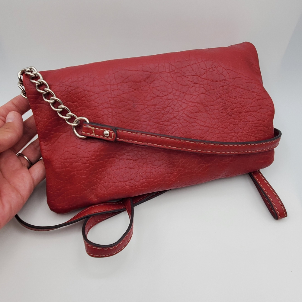 Nine West Red Pebble Leather Cross Body Handbag With Strap - Picture 2 of 8